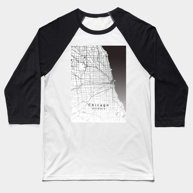 Chicago Illinois City Map Baseball T-Shirt by Robin-Niemczyk